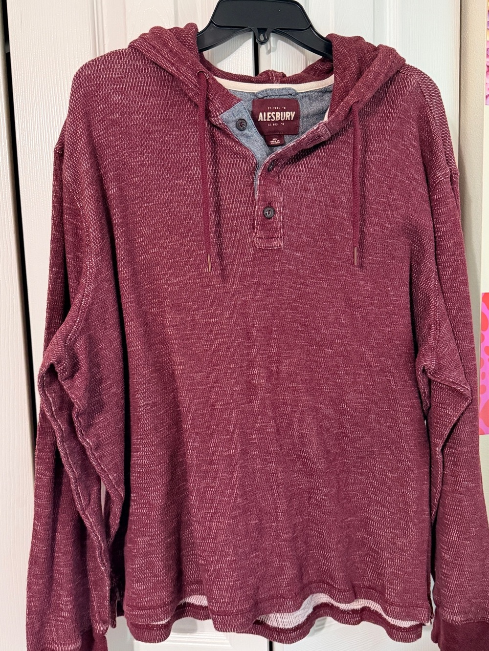Men's Maroon Hooded Alesbury Henley Sweater